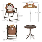 Kids Table and Chair Set, Outdoor Folding Garden Furniture, Picnic Table for Patio Backyard, with Removable & Height Adjustable Sun Umbrella, Brown