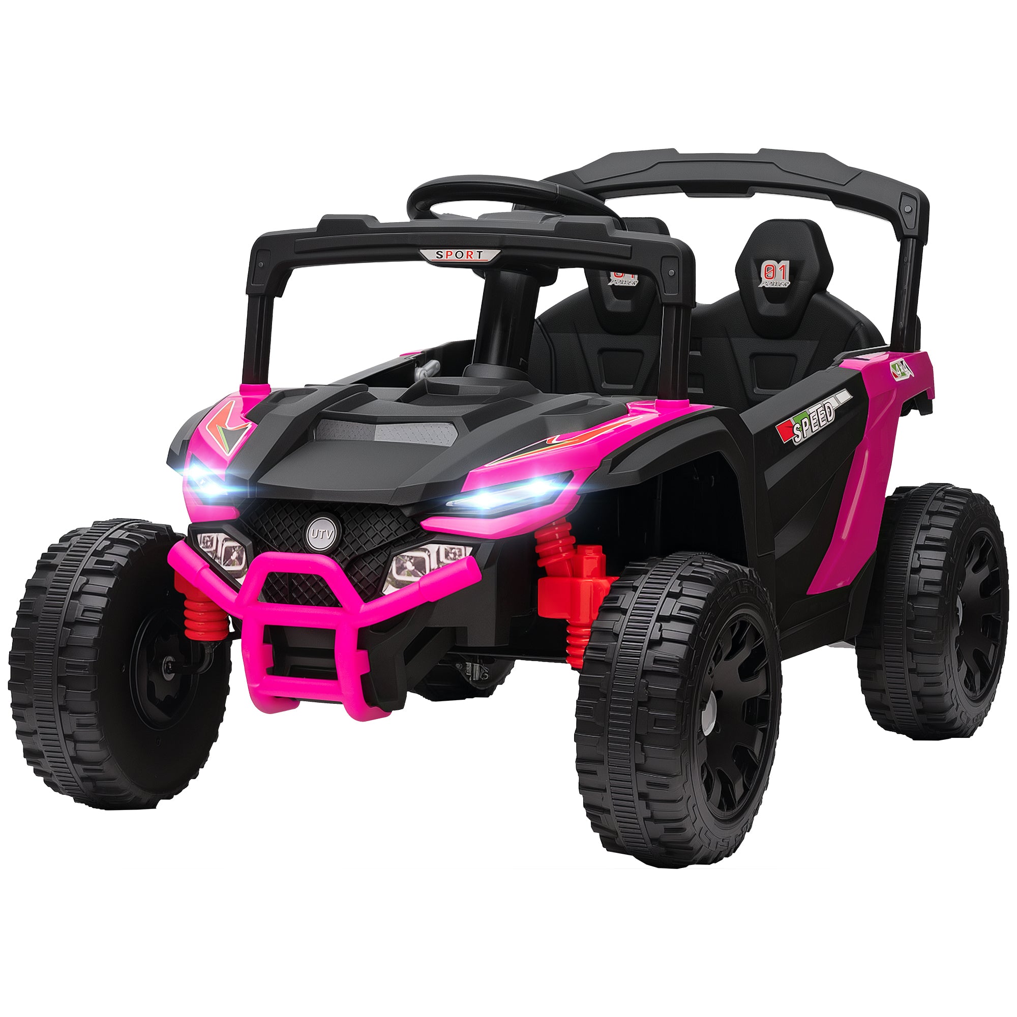 12V Kids Ride On Truck, Battery Powered Electric UTV Vehicle with Rear Suspension, Remote Control for 3-5 Years, Pink