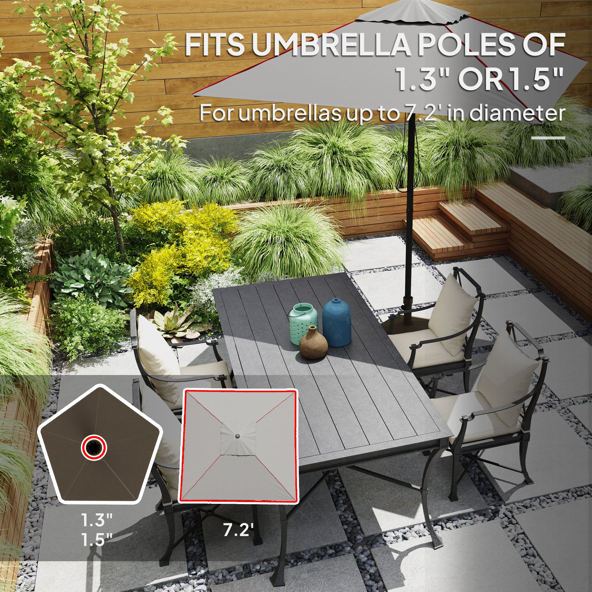 Patio Umbrella Base Holder, Heavy Duty Outdoor Umbrella Stand Base, Filled Up to 42lbs with Sand or 33lbs with Water for Garden, Poolside, Brown