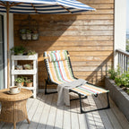 Folding Chaise Lounge Pool Chair with 4-Position Reclining Back, Pillow, Breathable Mesh & Bungee Seat, Rainbow Striped