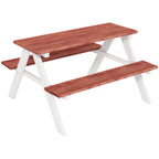 Kids Picnic Table Set, Wooden Table & Bench Set, Kids Patio Furniture Outdoor Toys for Garden, Backyard, Aged 3-8 Years Old, Brown
