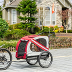 2-in-1 Pet Bike Trailer for Small Medium Dogs, Road-Visibility Dog Stroller Bicycle Carrier, Weather-Strong Bike Wagon Trailer Sidecar Attachment, Red