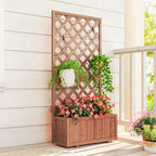 Wooden Raised Garden Bed, Raised Planter Box, Planter with Trellis for Climbing Plants Flowers, Orange