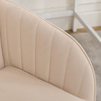 Adjustable Ergonomic Swivel Chair with Velvet Cushion and Golden Base, Office Chair, 25" L x 23" W x 38" H, khaki