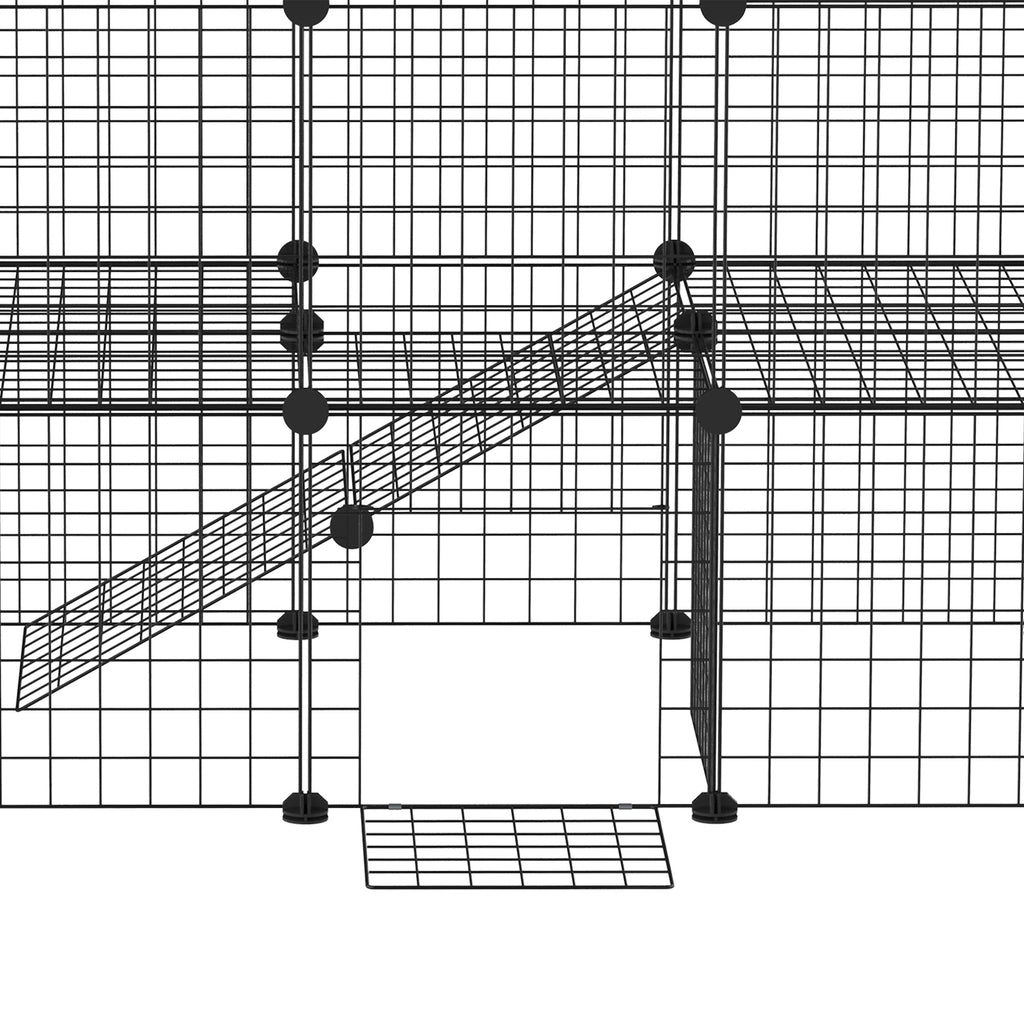 36 Panels Small Animal Playpen with Door, DIY C & C Cage for Guinea Pigs with Ramp, Portable Metal Wire Yard for Rabbit, Hedgehogs, 14 x 14 in