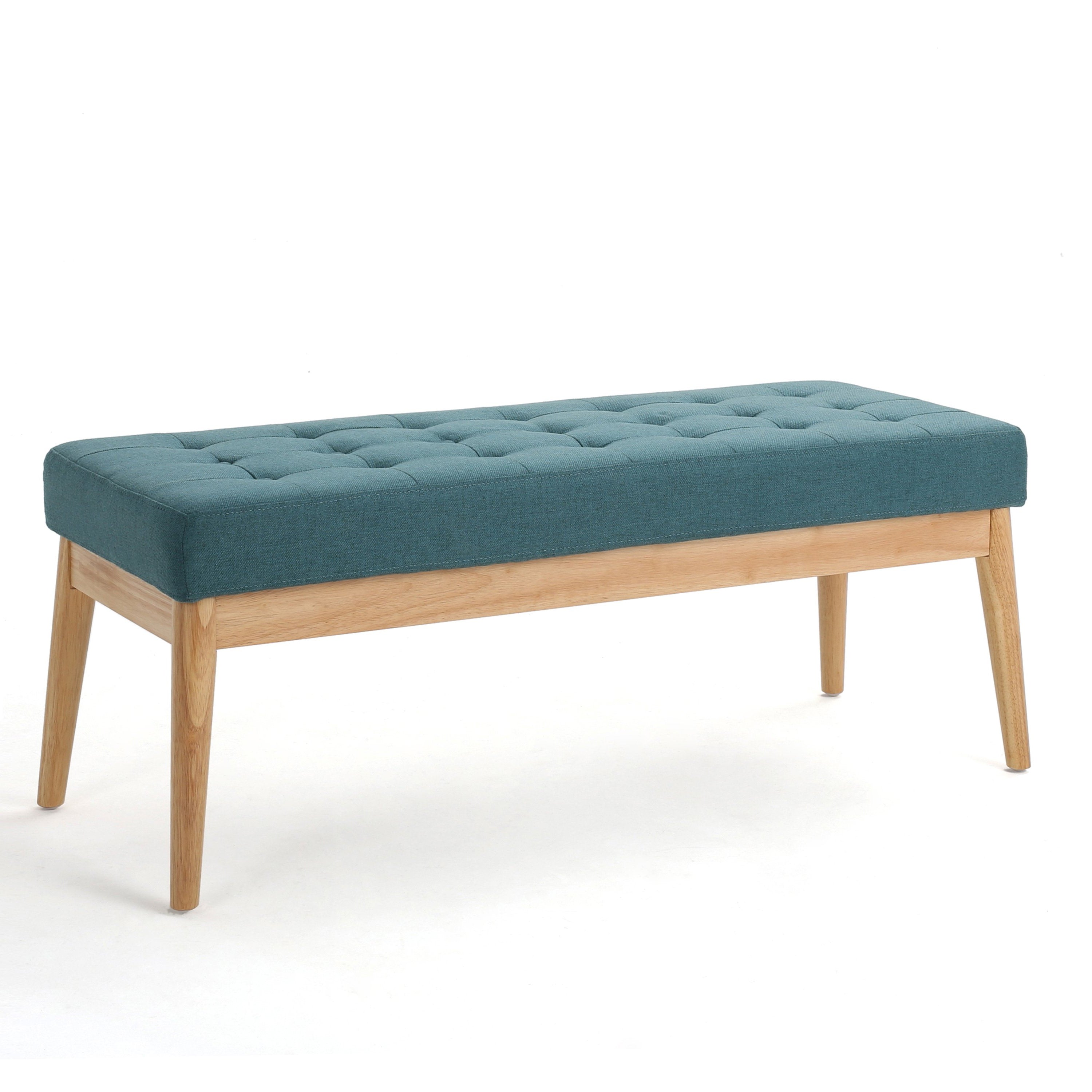 Fabric Ottoman with Cushioned Top, Sturdy Frame, and Space-Saving Design, 43.5" L x 17" W x 17" H, Teal