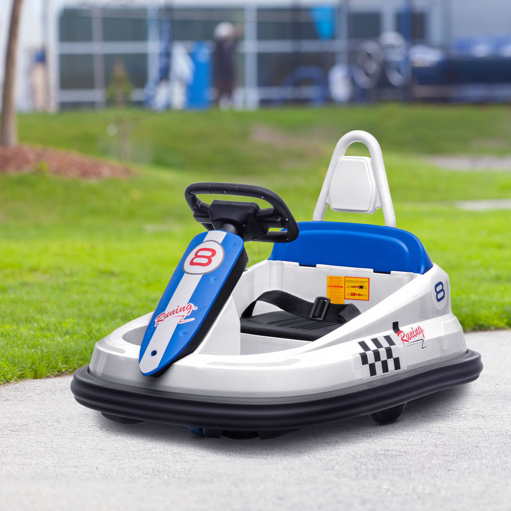 Bumper Car for Kids, 360° Rotation 6V Electric Ride On Bumper, White