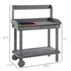 36'' Wooden Potting Bench Work Table with 2 Removable Wheels, Sink, Drawer & Large Storage Spaces, Gray