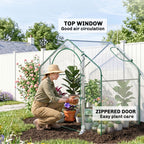 6' x 3' x 5' Portable Walk-in Greenhouse, Plastic Cover, Steel Frame Garden Hot House, Zipper Door, Top Vent for Flowers, Vegetables, Saplings, Tropical Plants, Clear