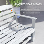 Patio Glider Bench w/ HDPE Slatted Double Rocking Chair, Distressed White