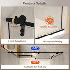 Sliding Shower Door with Waterproof Seals and Tempered Glass, Bathroom Door with Towel Bar Handle, 60" L x 0.5" W x 76" H, Matte Black