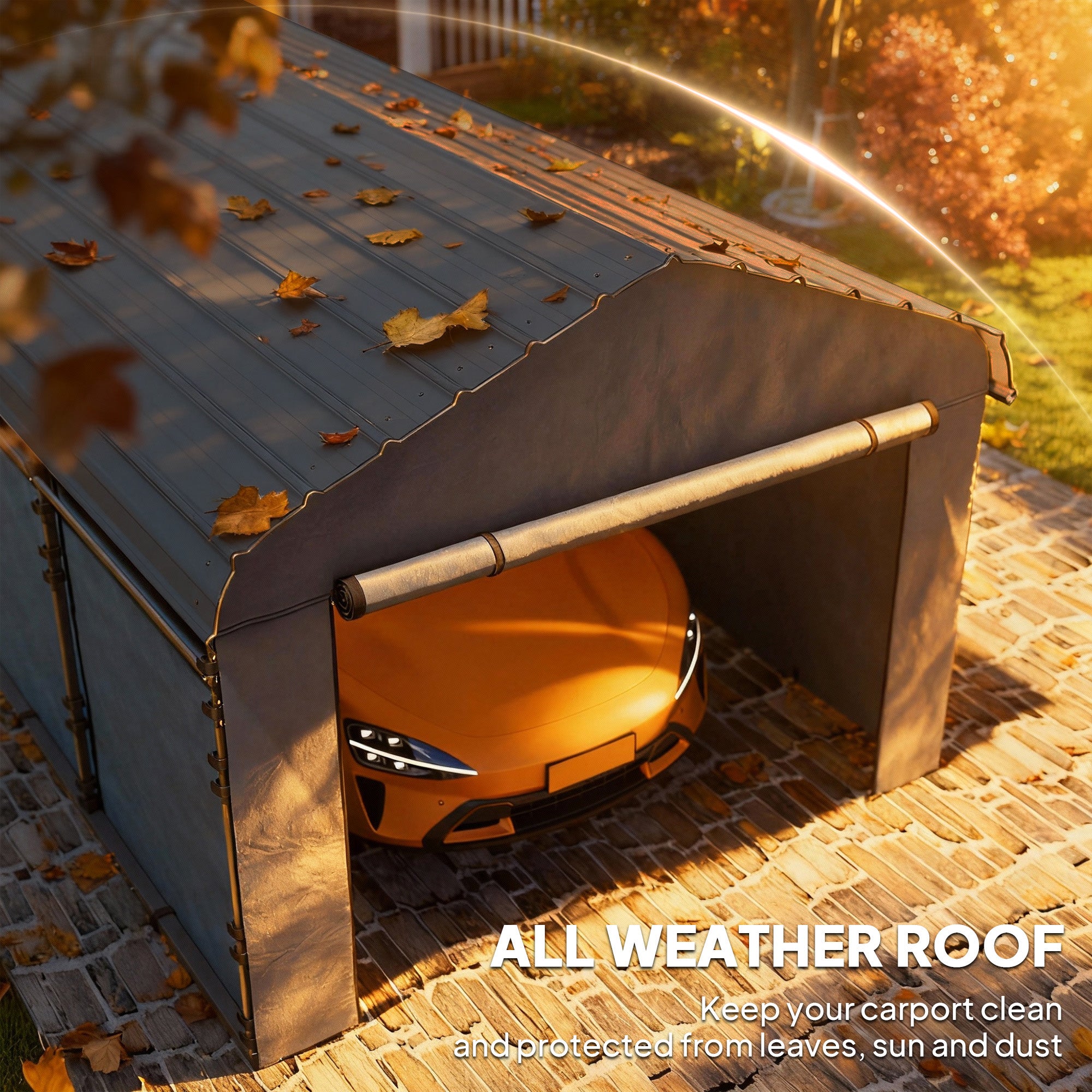 10' x 15' Metal Carport, Heavy Duty Garage Car Canopy with Galvanized Metal Roof and Removable Sidewalls, Dark Gray