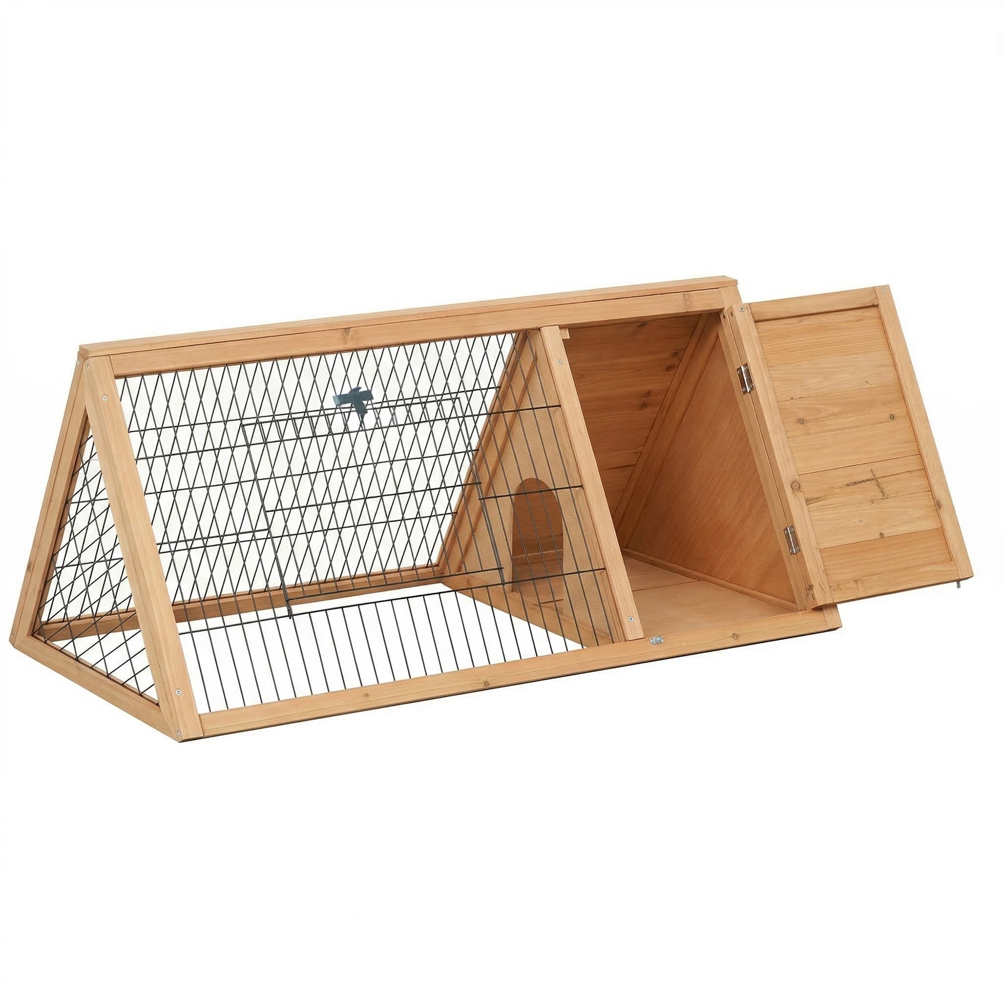 Rabbit Hutch Outdoor, Wooden Chicken Coop with Run, Outdoor Small Animal Cage for Rabbit, Small Duck and Chicken, Brown
