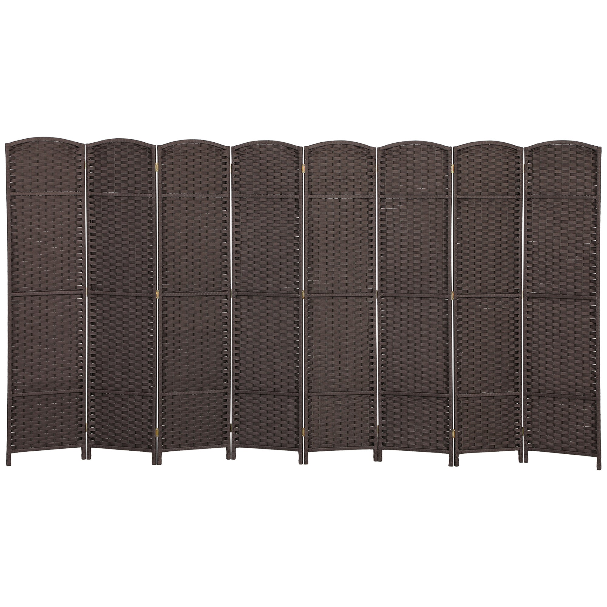 Folding Room Divider Screen 8 Panel 5.6 ' Tall Privacy Screen Freestanding Room Partition for Home Office, Brown