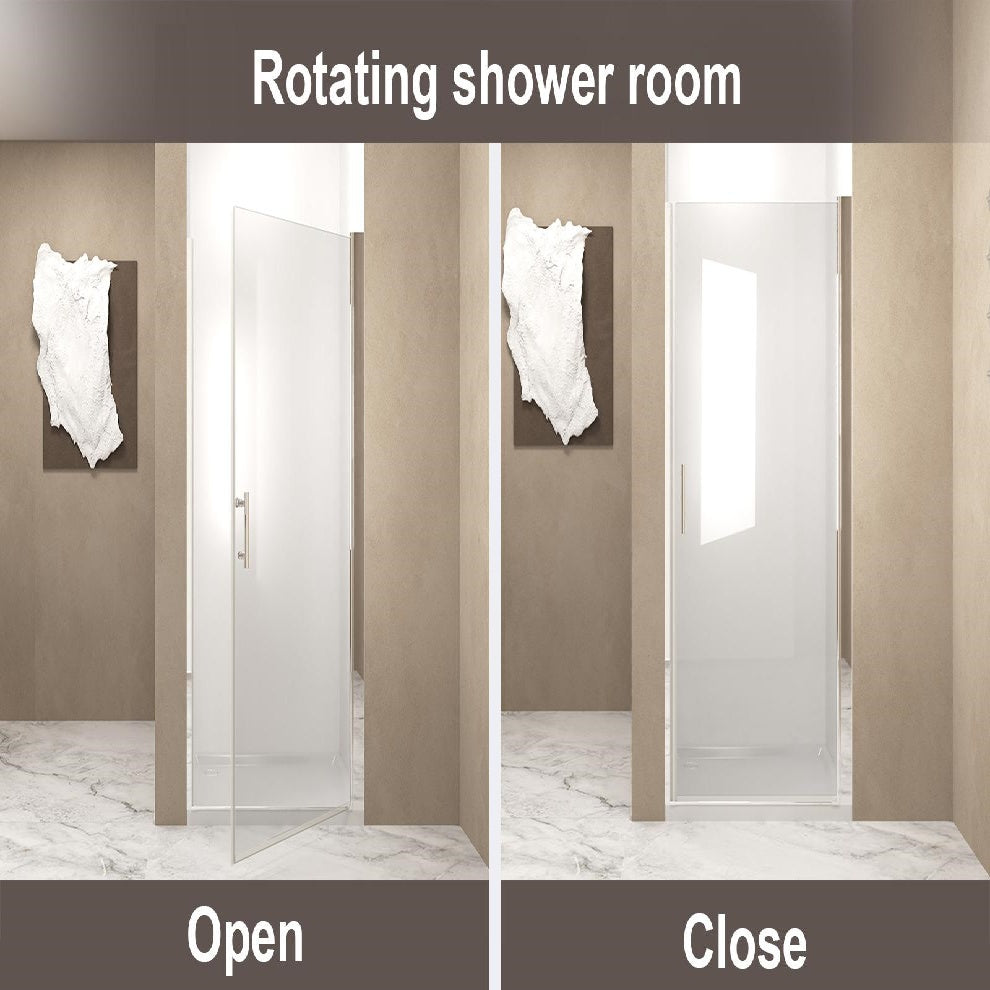 36” Pivot Shower Door with Explosion-Proof Film and Tempered Glass, Bathroom Door with Stainless Steel Handle, 36" L x 0.5" W x 72" H, Chrome