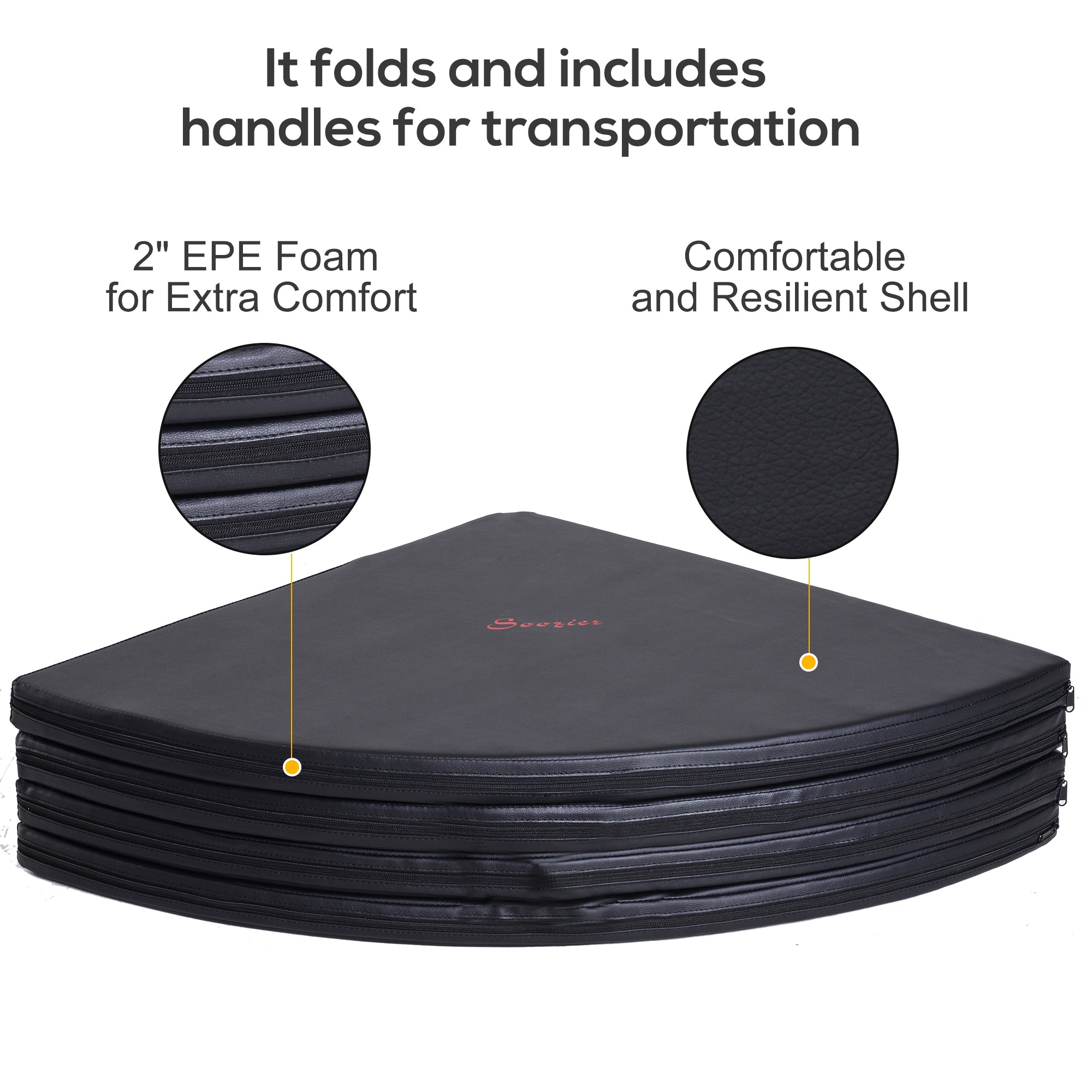 Pole Dance Mat, 2"T x 5'W Folding Pole Crash Mat for Home, Lightweight and Foldable, Black