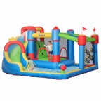 6-in-1 Inflatable Water Slide with Splash Pool, Slide, Climbing Wall, Water Cannon, Inflatable Bounce House for Kids with 2 Min. Inflation