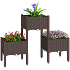 Plastic Raised Garden Bed with Legs, Self Watering Elevated Planter Boxes with Drainage Holes and Plugs, Easy Assembly