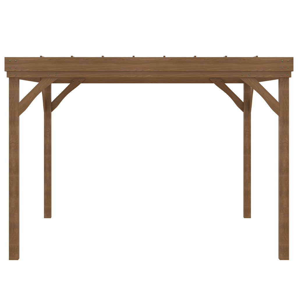 10' x 12' Outdoor Wooden Pergola, Grape Vine Gazebo with Concrete Anchors for Garden, Patio, Backyard, Deck, Brown