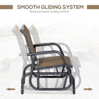 Outdoor Glider Chair, Steel Swing Chai with Curved Armrests for Porch, Garden, Poolside, Balcony, Brown