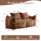 Bean Bag Sofa with High-Density Foam and Faux Fur Fabric, Compressed Sofa Oversized Fluffy Loveseat for Adults, 75" L x 42.5" W x 28.5" H, Brown
