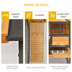 Outdoor Rabbit Cage Elevated Pet House w/ Slide-Out Tray, Natural Wood & Black