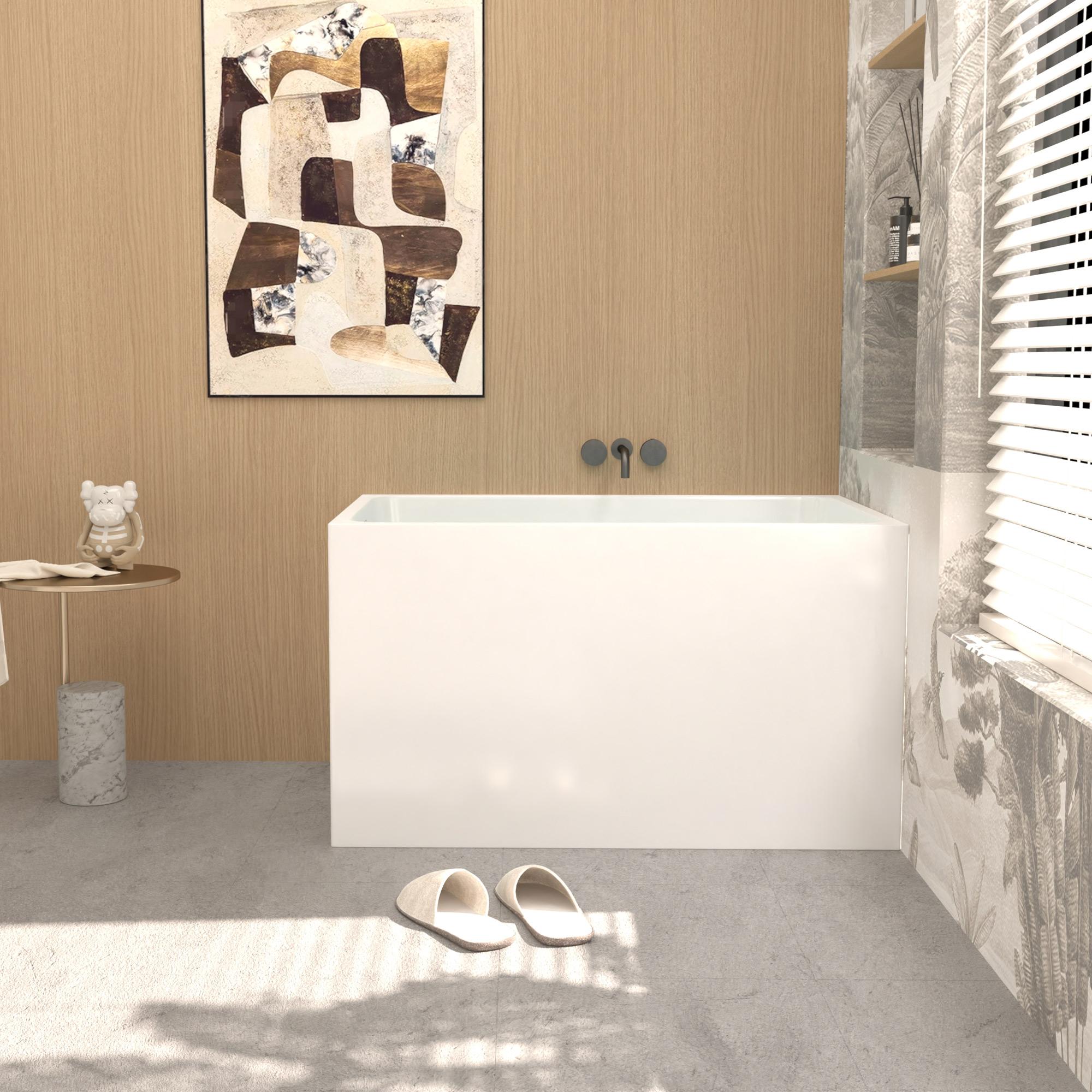 43" Acrylic Freestanding Bathtub with UV5 Anti-Yellowing and 8-Layer Insulation, Tub for Bathroom, 43.5" L x 27.5" W x 25" H, Gloss White