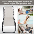 Foldable Chaise Lounge, 3-Position Reclining Back, Portable design and Breathable Mesh for Poolside, Camping, Hiking - Cream White