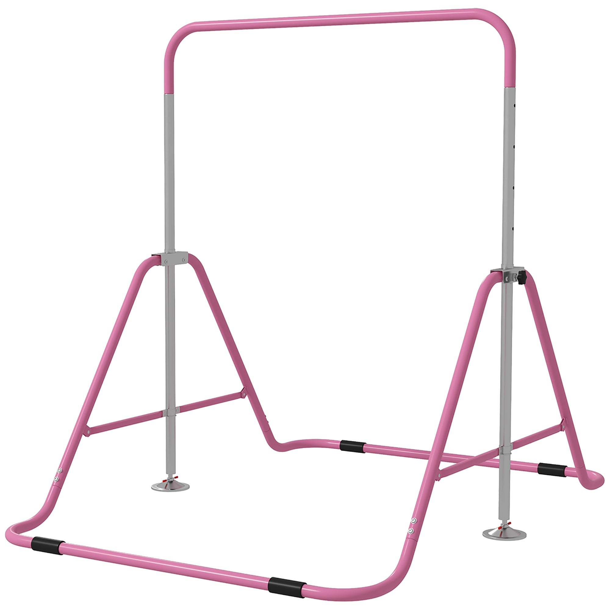 Folding Gymnastics Bar for Kids, Adjustable Height, Bubble Gum Pink