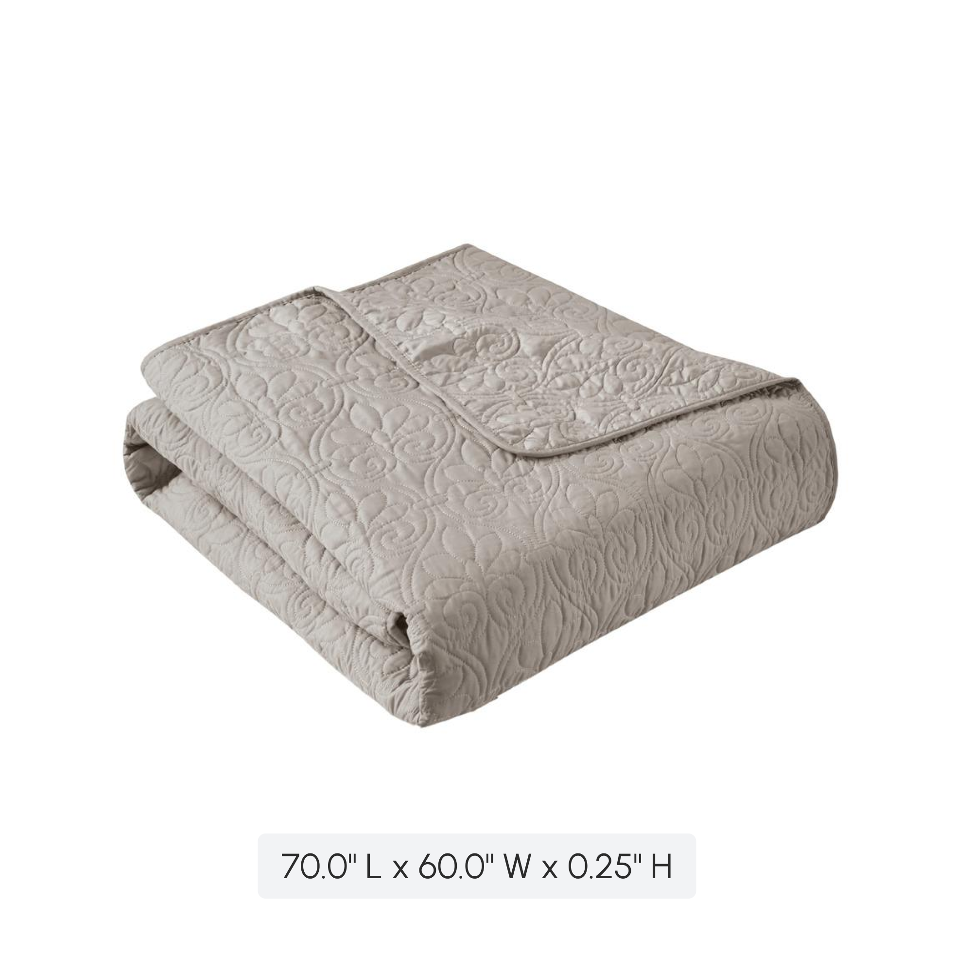Oversized Quilted Throw Blanket with 100% Cotton Filling, Stitch Pattern, Machine Washable, Perfect for Any Décor, 70" L x 60" W x 0.25" H, Khaki