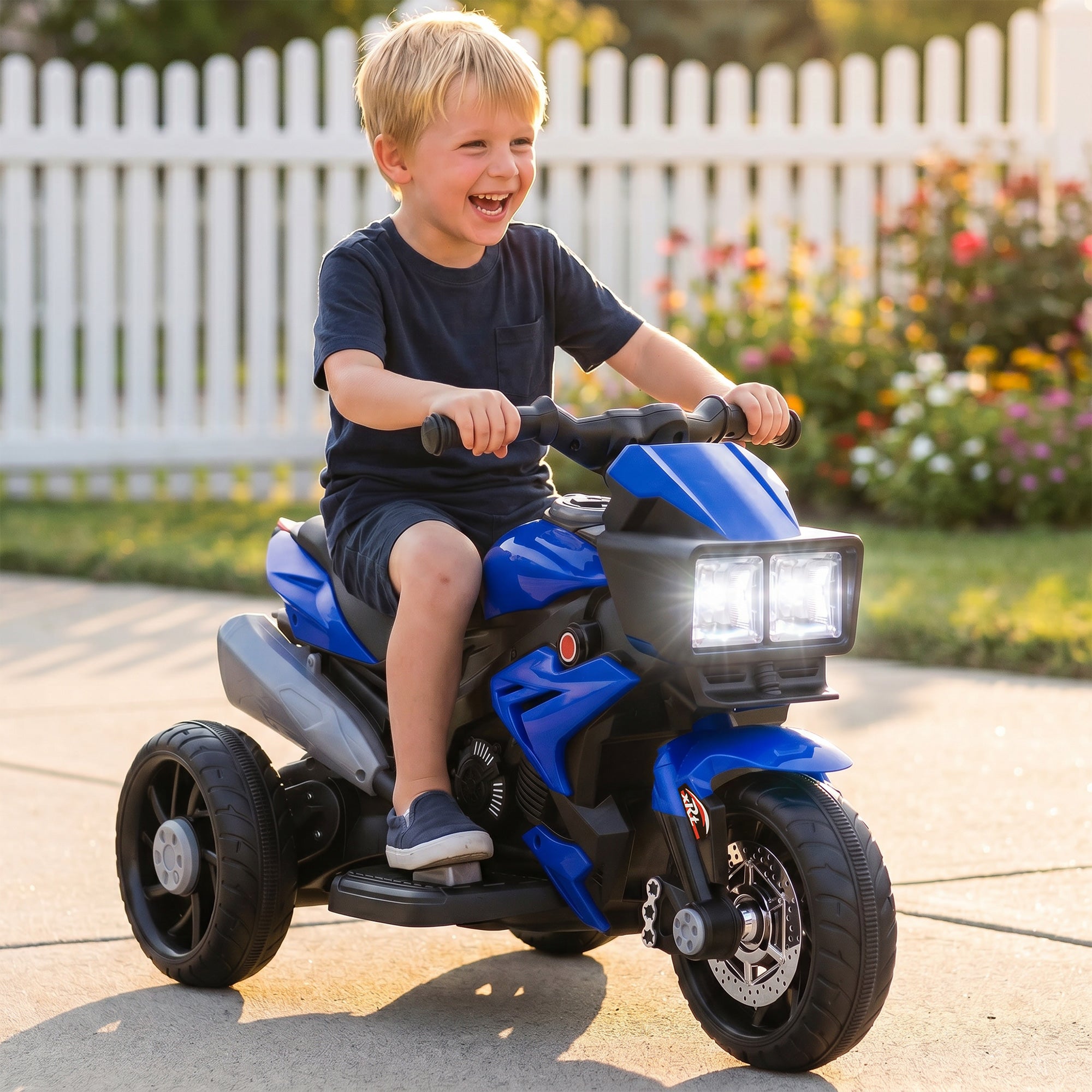 6V Kids Motorcycle, Battery-Operated Mini Electric Motorbike with Forward/Reverse Switch, Horn, Blue