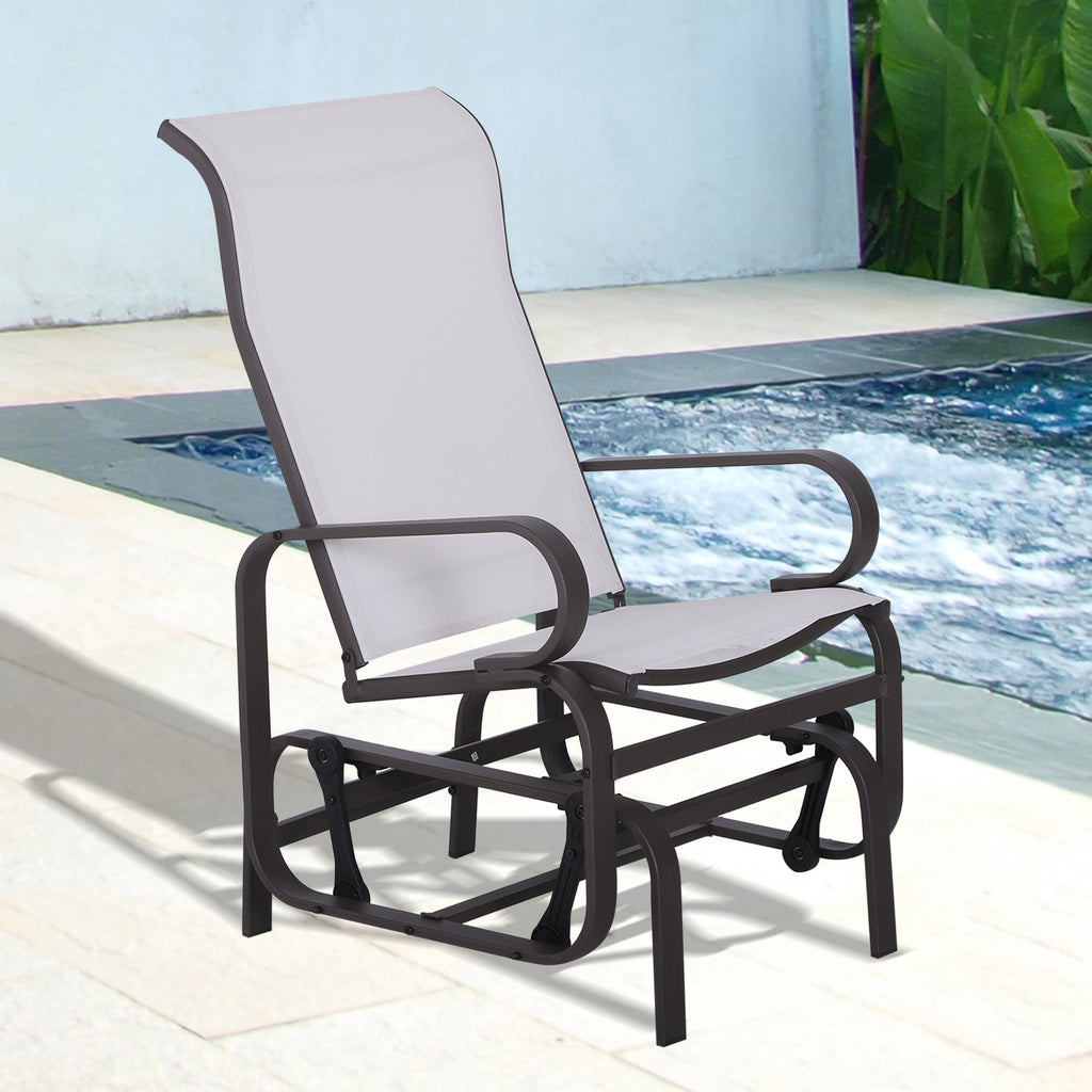 Gliding Lounger Chair, Single Rocker with Lightweight Metal & Mesh Construction, White