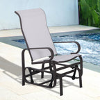 Gliding Lounger Chair, Single Rocker with Lightweight Metal & Mesh Construction, White