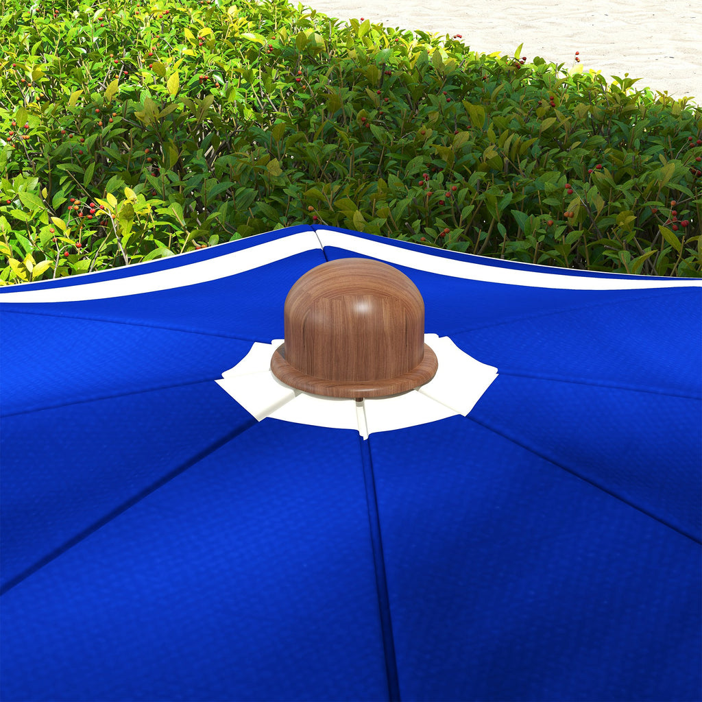 6.2' Beach Umbrella for Travel, Vent, Ruffles, Carry Bag, Portable Outdoor Umbrella for Garden, Blue Stripe