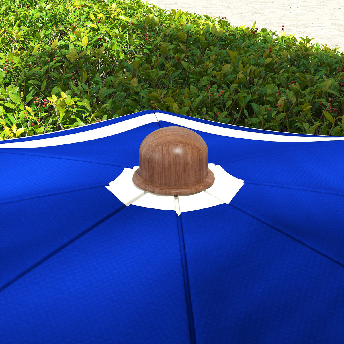 6.2' Beach Umbrella for Travel, Vent, Ruffles, Carry Bag, Portable Outdoor Umbrella for Garden, Blue Stripe