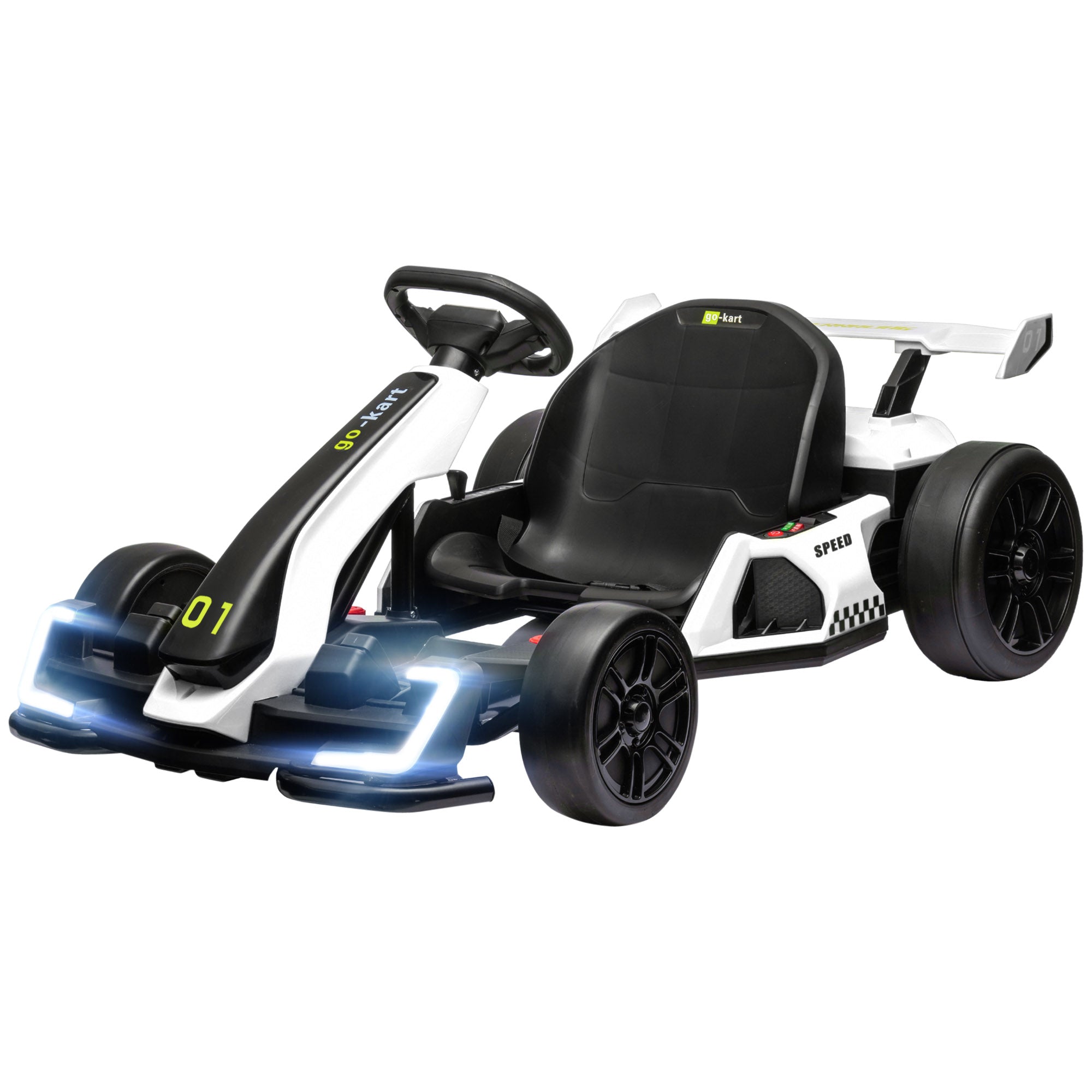 24V 7.5 MPH Electric Go Kart with Adjustable Seat, Slow Start, White