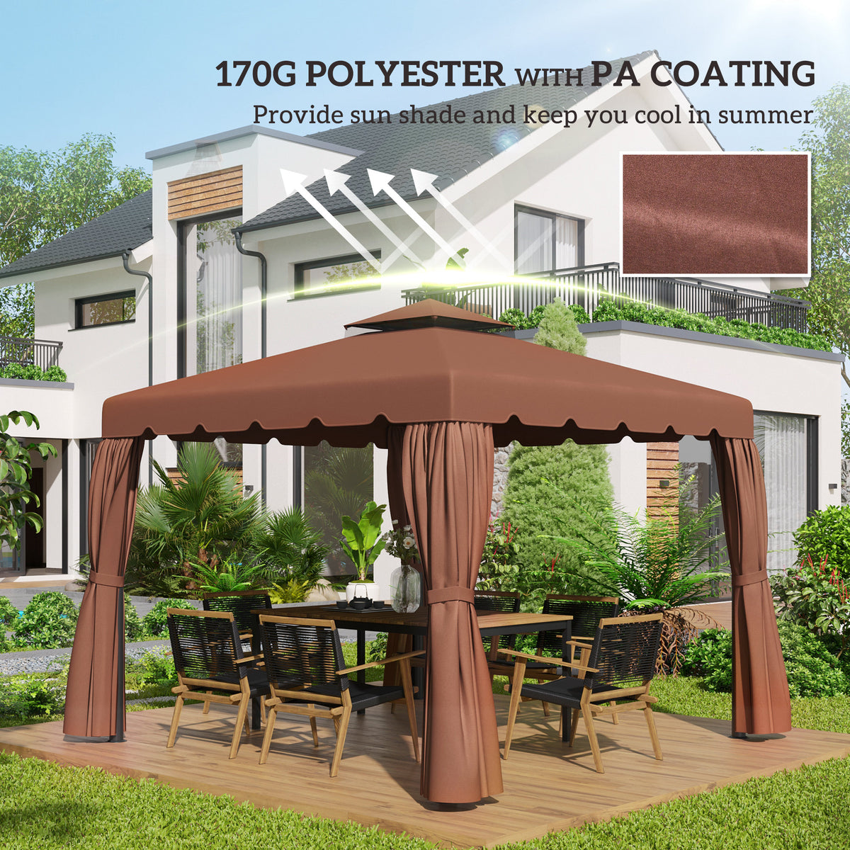 Model 84C-051 or 84C-269 10' x 10' Gazebo Replacement Canopy, Coffee