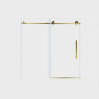Frameless Sliding Shower Door with Smooth Quiet Stainless Steel Rollers & Round Tracks, Panel for Bathroom, 60" L x 0.5" W x 60" H, Brushed Gold
