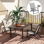Set of 2 Outdoor Dining Chairs with High Back, Armrests, Folding Patio Chairs for Patio, Lawn, Camping, Gray