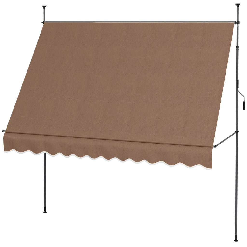 10' x 4' Manual Retractable Awning, Non-Screw Patio Awning, UV Resistant, for Window or Door, Coffee