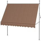 10' x 4' Manual Retractable Awning, Non-Screw Patio Awning, UV Resistant, for Window or Door, Coffee