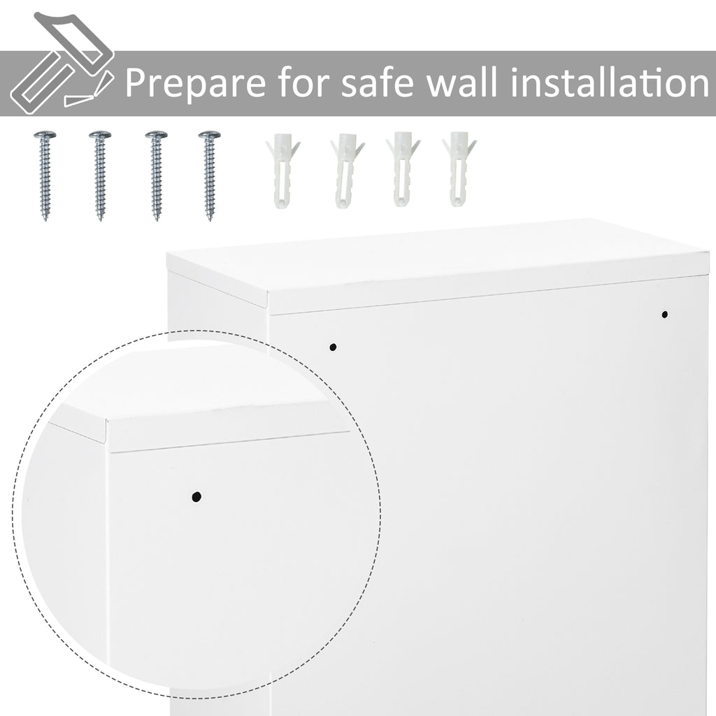 Steel Wall Mount Medicine Cabinet 3 Tier Emergency Box for Bathroom Kitchen, Lockable with 2 Keys - White