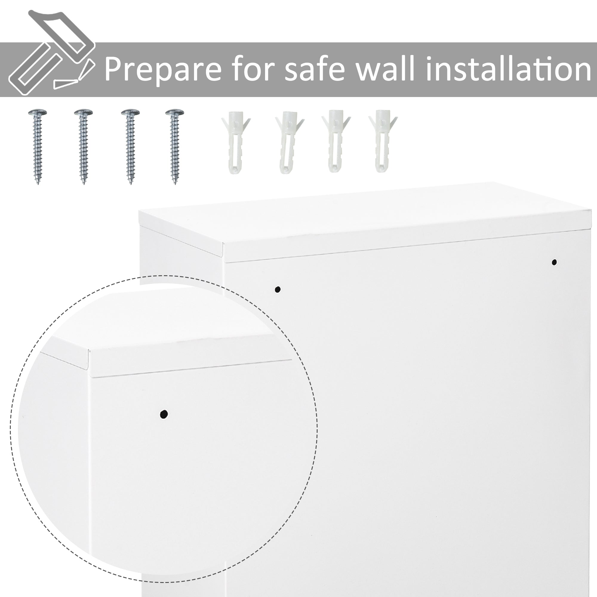 Steel Wall Mount Medicine Cabinet 3 Tier Emergency Box for Bathroom Kitchen, Lockable with 2 Keys - White
