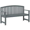 56" Outdoor Wood Bench, 2-Seater Garden Bench with Backrest and Armrest, Patio Bench for Patio, Porch, Poolside, Balcony, Gray