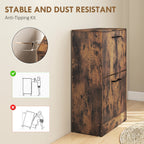 Shoe Cabinet 2 Flip Drawers Narrow Shoe Storage Unit Adjustable Dividers Entryway Hallway Rustic Brown