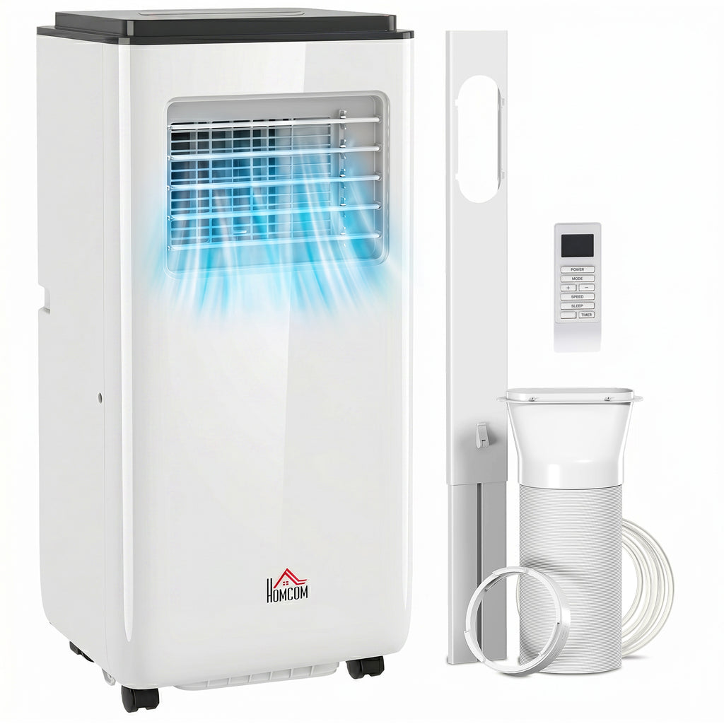 10,000 BTU Moible Air Conditioner 440 Sq. Ft., Dehumidifier Fan Auto Sleep with 24H Timer On/Off, Window Kit, White