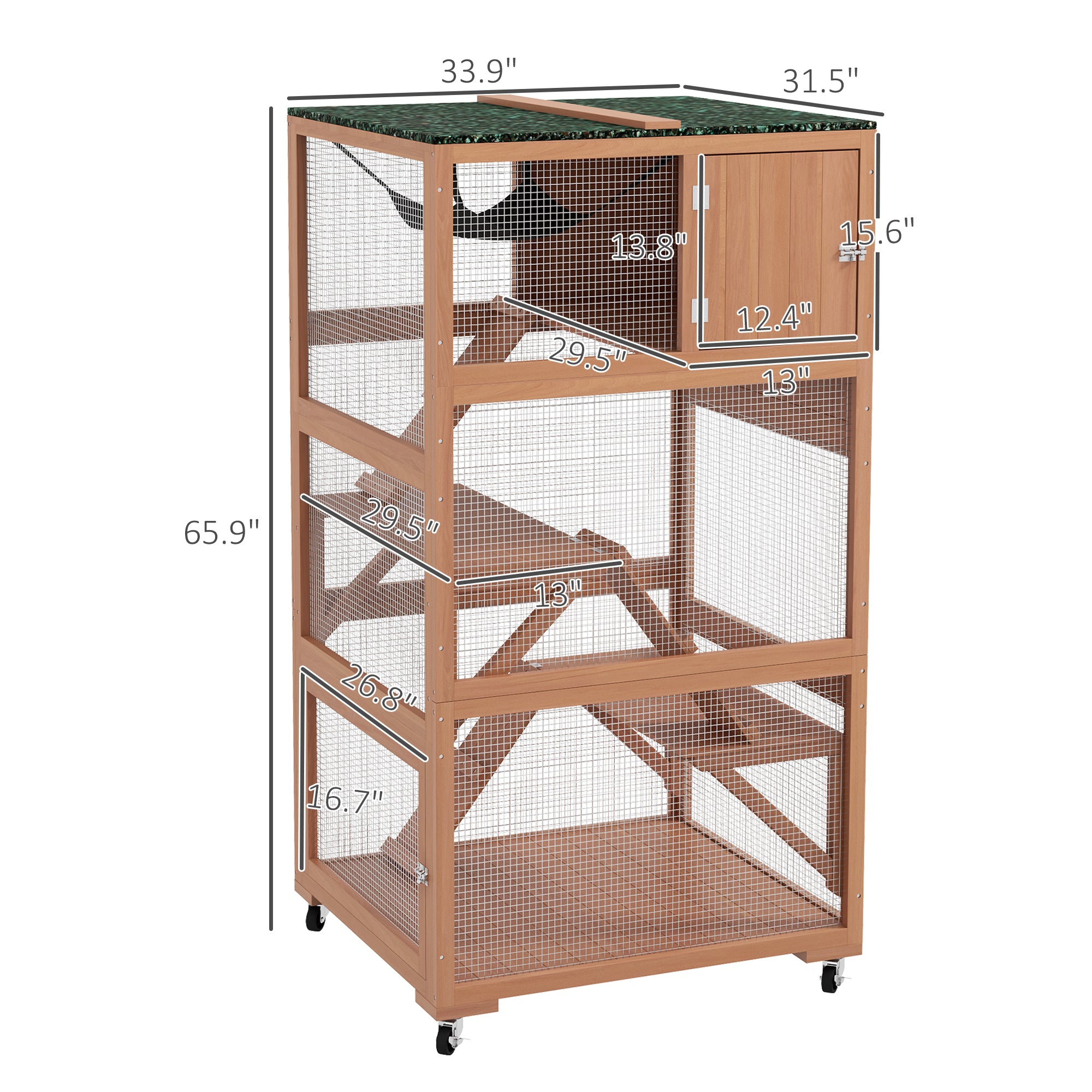 Catio, Outdoor Cat Enclosure House on Wheels with Hammock, Orange