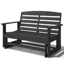 Patio Glider Bench w/ HDPE Slatted Double Rocking Chair, Distressed Black