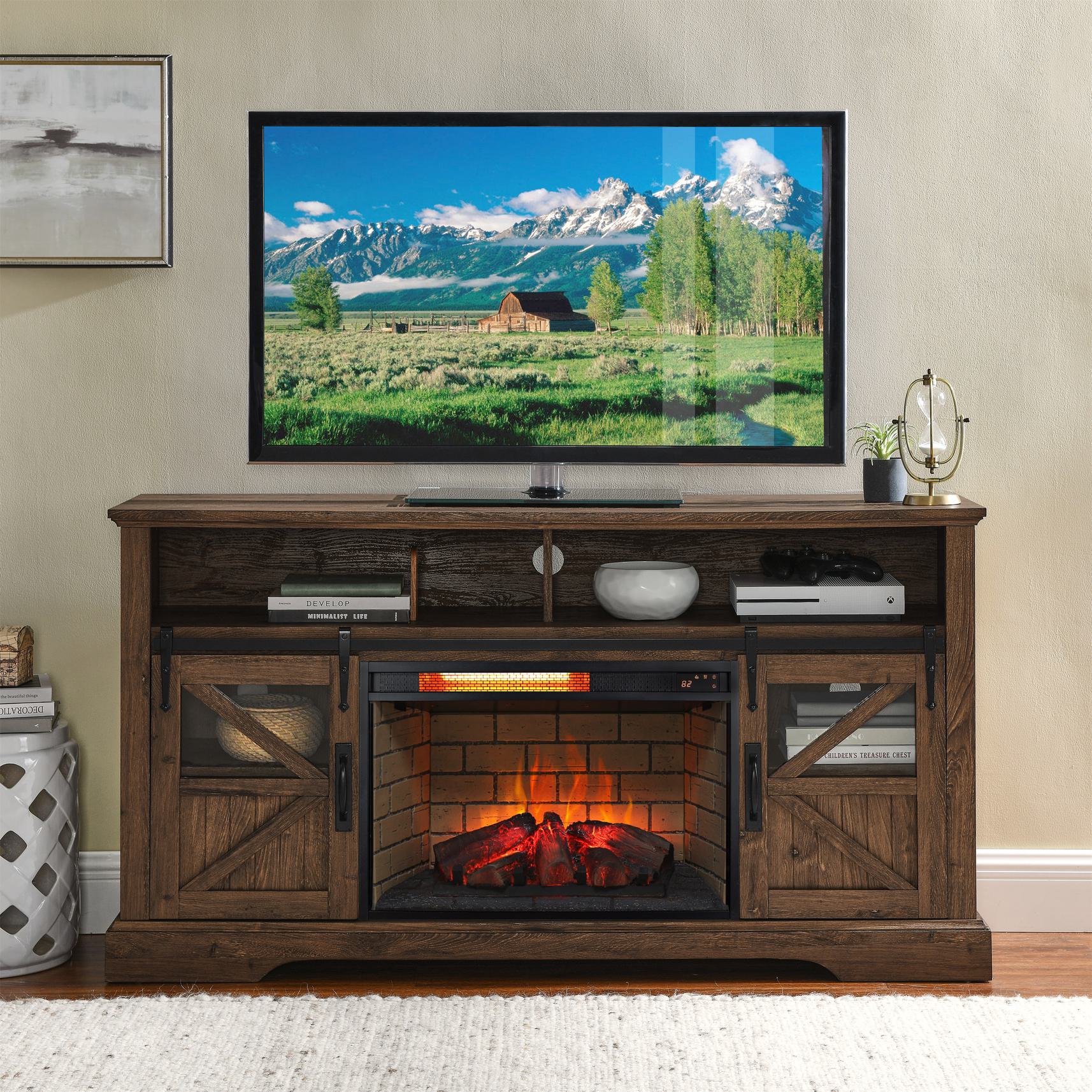 26" Infrared Quartz Heater Fireplace Insert with Realistic Flame and Adjustable Brightness, CSA/UL Certified, Fits Up to 400 Sq. Ft., Antique Black