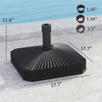 Square Patio Umbrella Base Holder, Heavy Duty Outdoor Umbrella Stand Base, Filled Up to 42lbs with Sand or 33lbs with Water for Garden, Poolside, Black